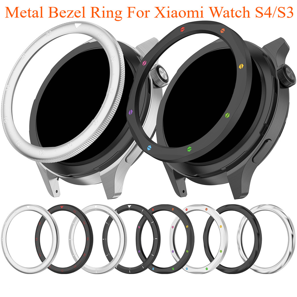 แหวนฝาโลหะสําหรับนาฬิกา Xiaomi S4/S3 เปลี่ยนนาฬิกาสําหรับ Xiaomi นาฬิกา S3 S4 eSIM + กระจกนิรภัยป้อง