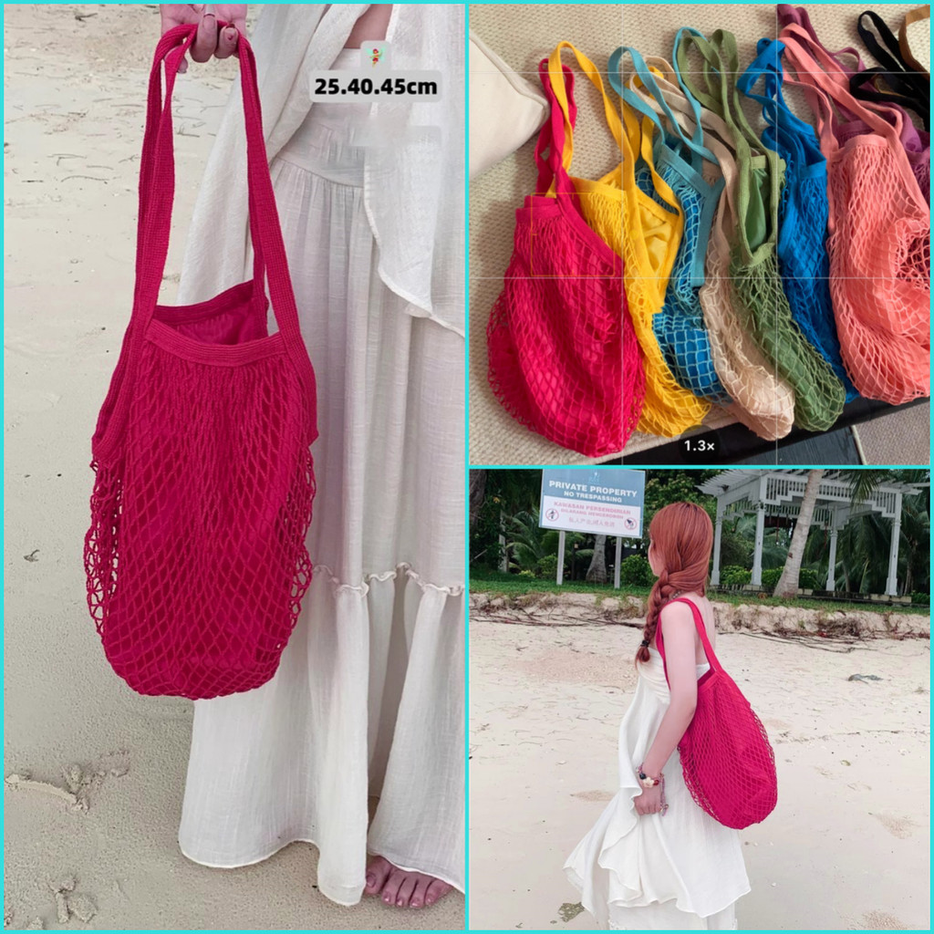 กระเป๋าชายหาด  กระเป๋าสาน กลวง มีซับใน มีหลายสี ความจุขนาดใหญ่  ไปที่ชายหาด ปิกนิก และไปช้อปปิ้ง