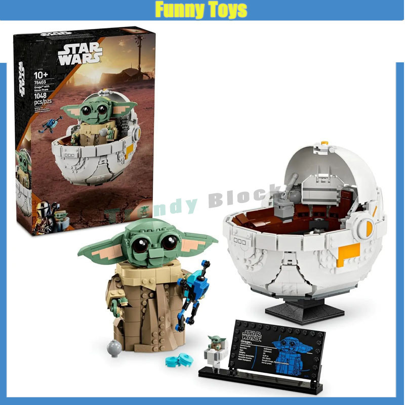 75403 Grogu with Hover Pram Building Block กับ Solig กบ 75403 Mandalorian ประกอบเครื่องประดับ Boys Girs ของเล่นของขวัญ Grogu พร้อม Hover Pram