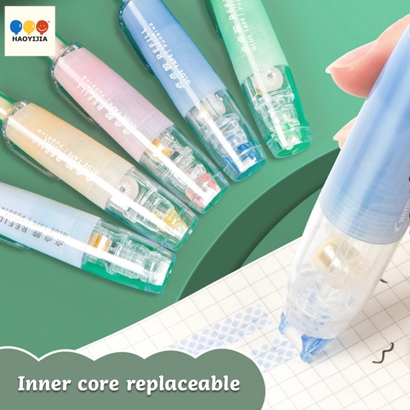 OHAYO ออกแบบน่ารักจุดเทปกาว 5 M*6 มม.กดกาว Roller Dispenser DIY Scrapbooking ปากกา Gam Titik 点胶