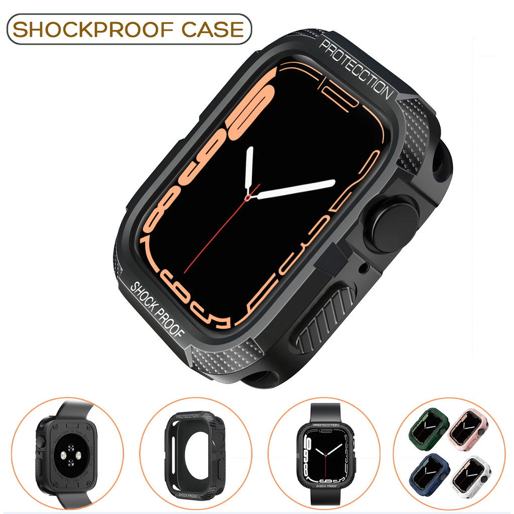 เคส Compatible For applewatch กีฬา ยาง Compatible For Apple Watch Series 9 8 7 Case i watch Case Siz