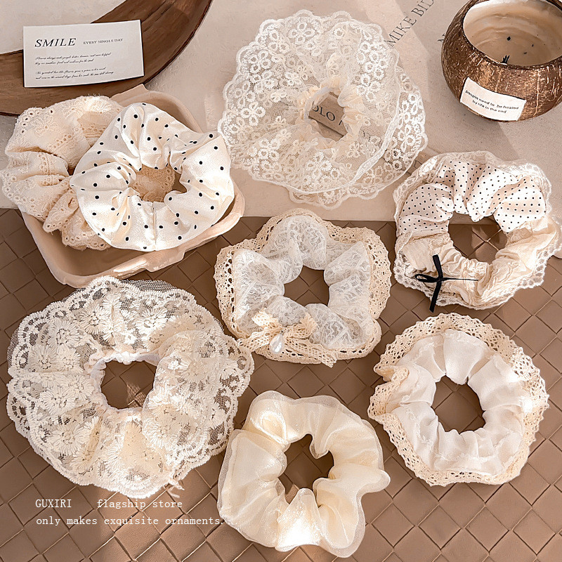 Gentle Milky White Bow Hair Tie หญิง Scrunchy Hair Tie Head Tie 2025
