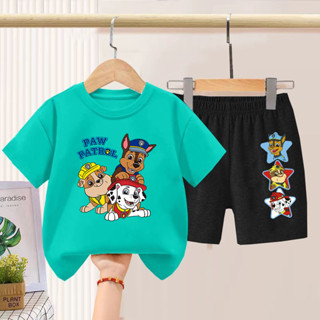 ชุดแขนสั้นเด็กชาย ฤดูร้อน ชุดเด็กใหม่ เสื้อผ้าเด็ก Paw Patro…