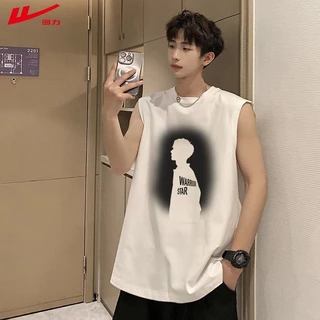 เสื้อแขนกุดผู้ชาย สกรีนลายเท่ๆ สีขาว สีดำ OP