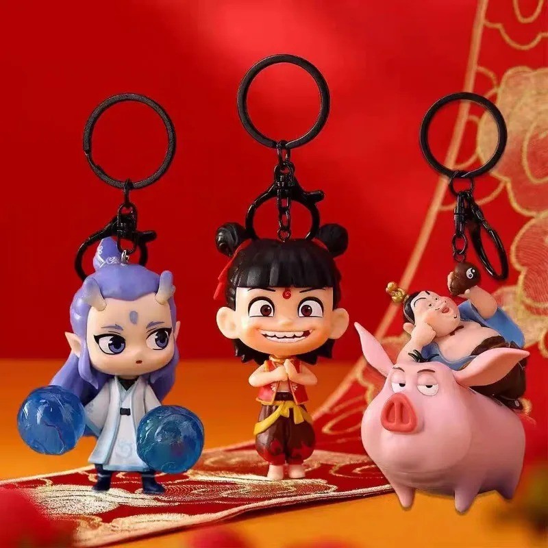 Kawaii Nezha Ne Zha Aobing พวงกุญแจการ์ตูนกระเป๋าจี้ของขวัญวันเกิด