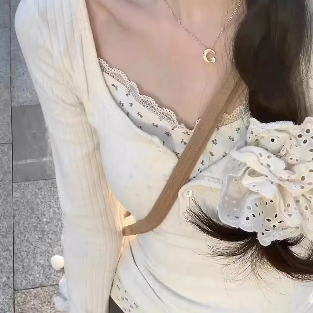 เสื้อแขนยาว สไตล์ฝรั่งเศสลายดอกไม้ลูกไม้สุดหวาน - รูปที่ 6