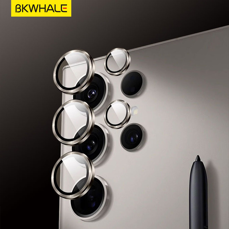 BKWHALE โลหะกล้องแหวนสําหรับ Samsung Galaxy S25 S24 Ultra Plus FE Galaxy S25Ultra S25 + S24 + 5G S25FE ป้องกันหน้าจอกระจกนิรภัยกล้องเลนส์ป้องกันฟิล์ม
