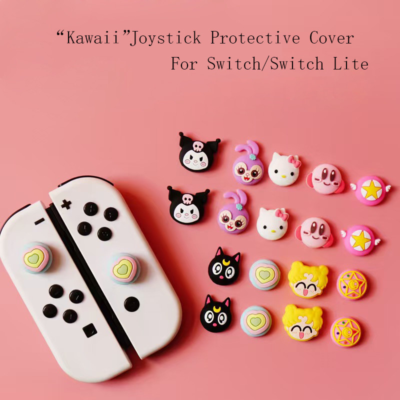 น่ารักซิลิโคน Joycon Thumb Grip Caps, Kawi จอยสติ๊กฝาครอบใช้งานร่วมกับ Nintendo Switch/OLED/Switch Lite,4PCS