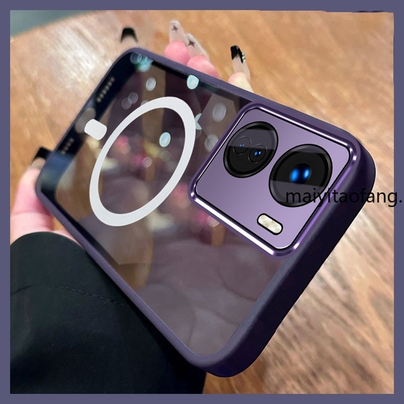 สําหรับvivo Y16 5G 2022 vivo Y100 Y27 4G Y27 5Gกันกระแทกกระจกขาตั้งAnti-Fallชุบเคสโทรศัพท์นุ่มพร้อมกล้องเลนส์ProtectorปกหลังXXXB1