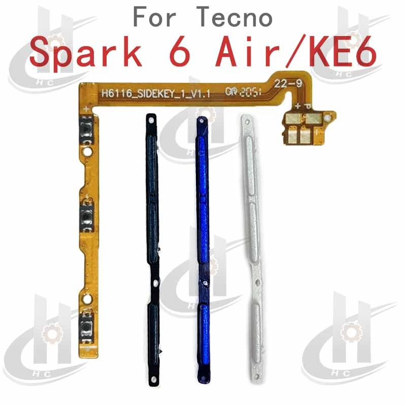สําหรับ Tecno Spark 6 Air / KE6 อะไหล่ทดแทน ปุ่มปรับระดับเสียงขึ้นลง ปุ่มปิดระดับเสียง ปุ่มด้านข้าง Flex Cable
