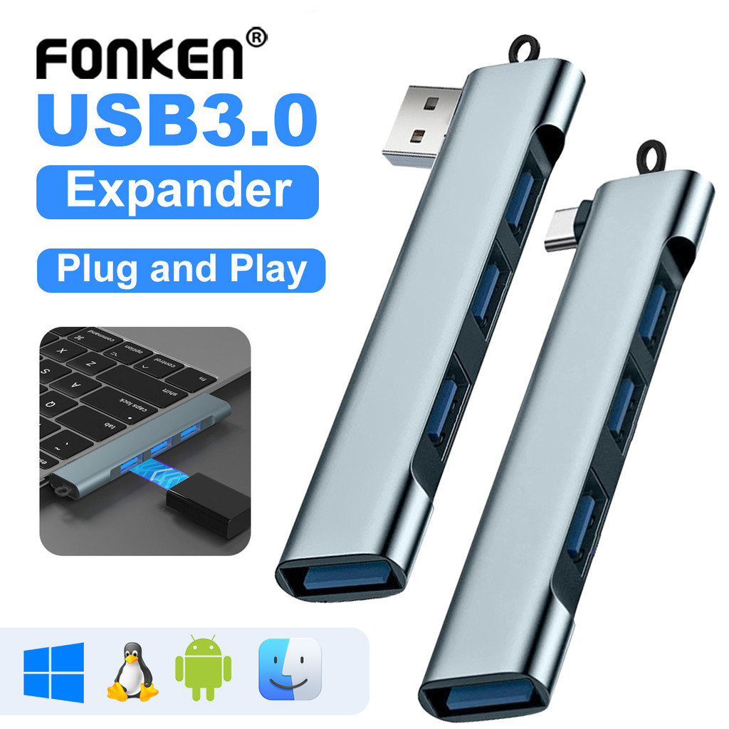 Fonken 4 IN 1 USB/Type-C HUB Universal USB2.0/USB3.0 Docking Station สําหรับคอมพิวเตอร์แท็บเล็ตอุปกรณ์เสริม