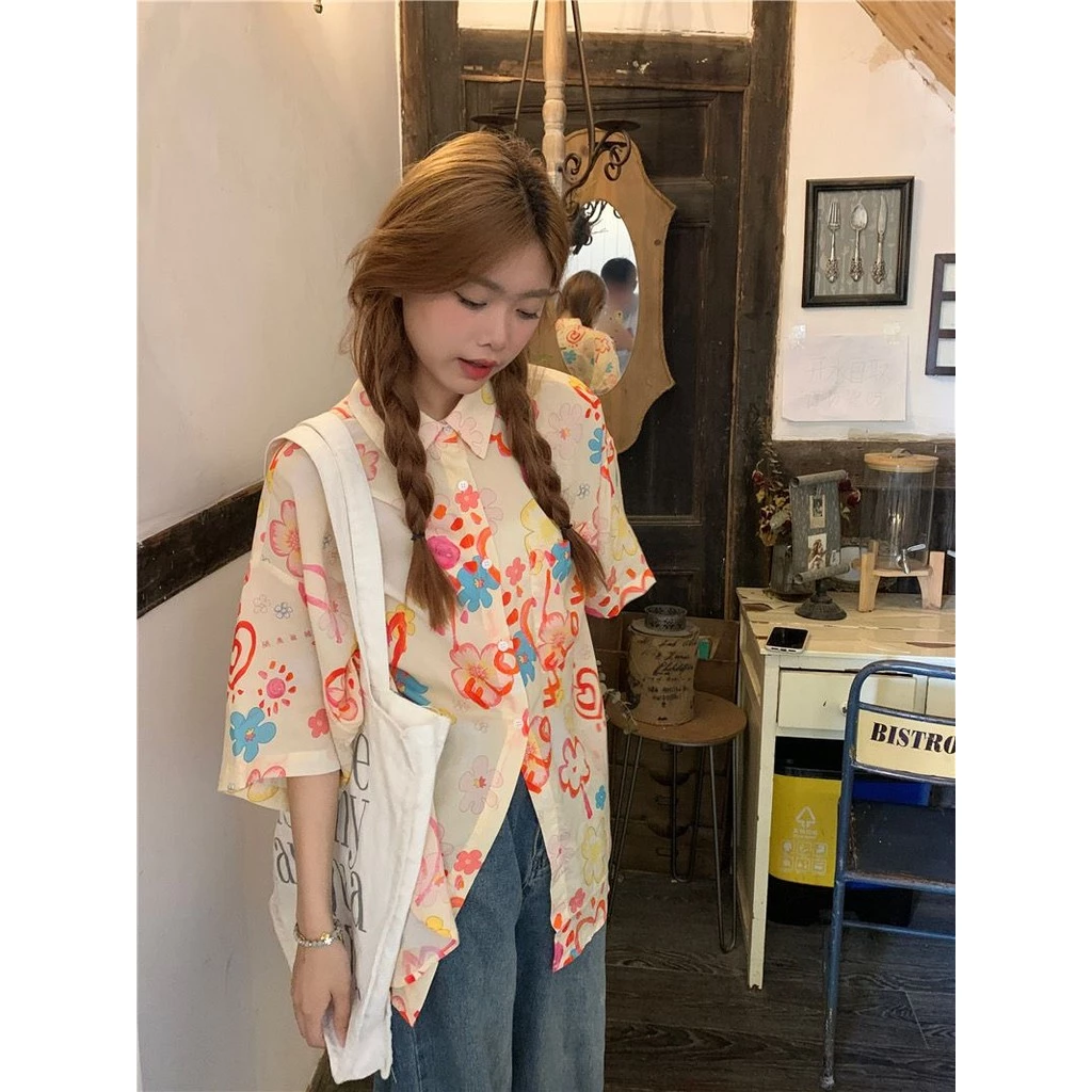 VEEWINK เสื้อฮาวายลายดอก Songkran แขนสั้น ผ้าชีฟอง thumbnail 7