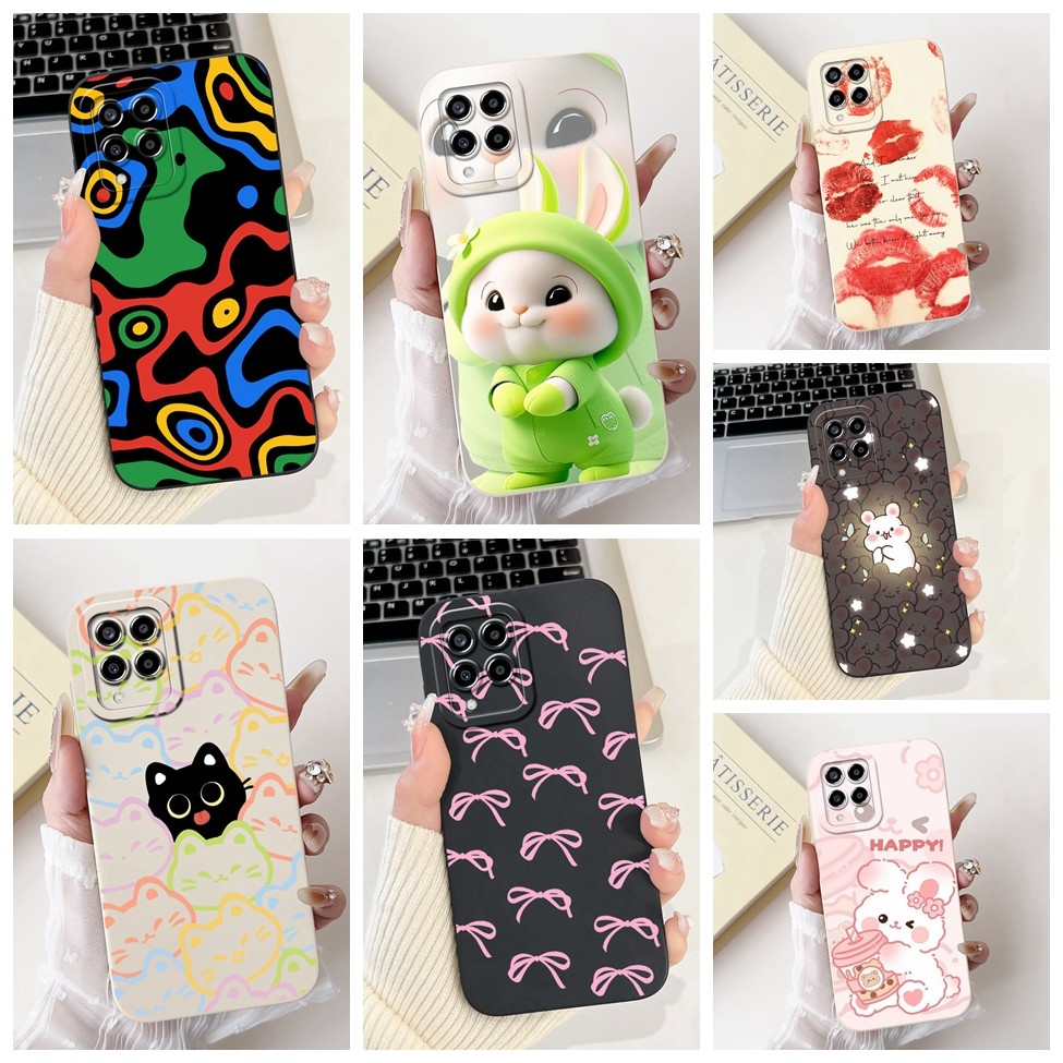 SAMSUNG สําหรับsamsung M33 SM-M336B SM-M336KปกหลังสําหรับSamsung Galaxy M33 กรณีแมวน่ารักPandaกระต่า