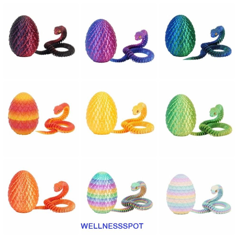 Wellnessspot ของเล่นงูพิมพ์ 3D, Creative Snake Egg 3D พิมพ์ไข่งู, All-in-one Molding ดอกไม้ไล่ระดับหมุนได้สัตว์จําลองตกแต่งภูมิทัศน์