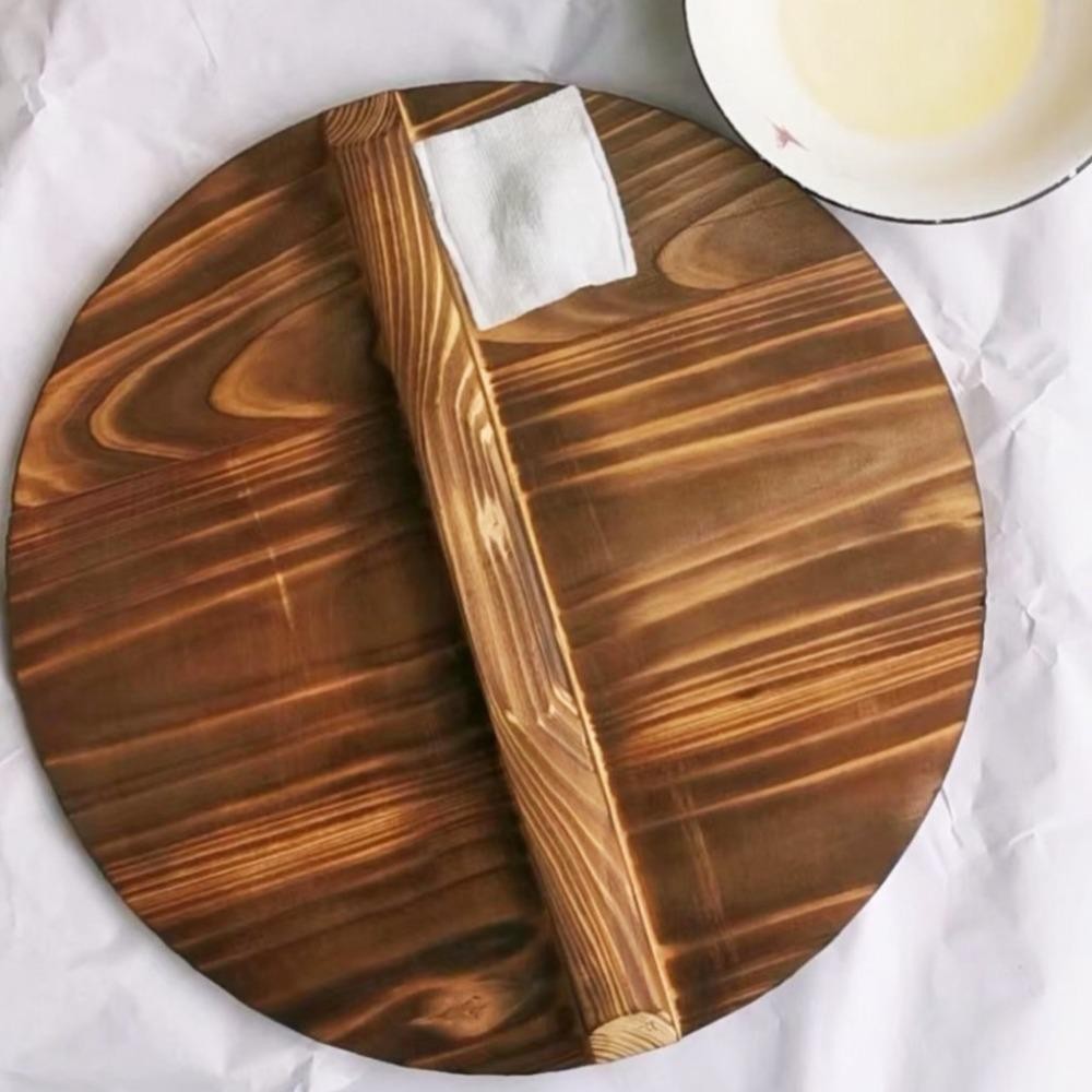 YUPEI ฝาครอบหม้อไม้, 22-34 ซม.ป้องกันการลวกกระทะเหล็กฝาปิด, รอบแบบดั้งเดิม Universal Fir หม้อไม้ฝาปิดอุปกรณ์ครัว - รูปที่ 5