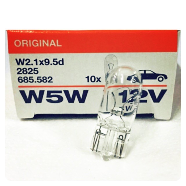 ส่งไว OSRAM (ราคาต่อ คู่)หลอดไฟเสียบ T10  12V 5W เป็นหลอดใส แสงเดิมติดรถ