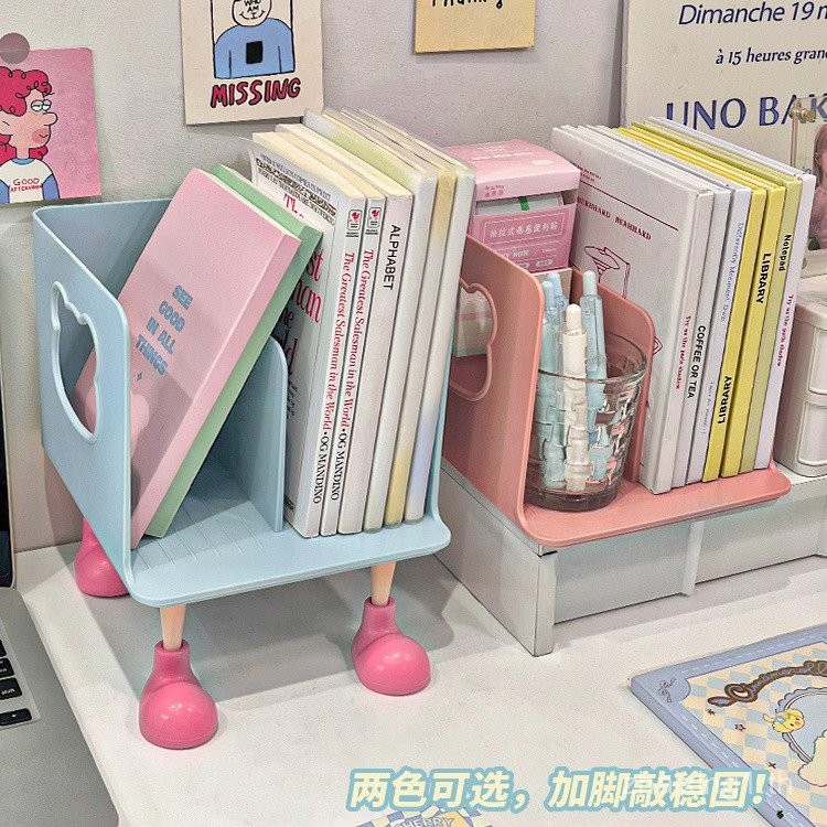 ที่วางหนังสือขนาดเล็กแบบมินิมอล ชั้นวางหนังสือบนโต๊ะ สำหรับหอพักนักเรียน ชั้นเก็บของ แบ่งไฟล์ กล่องเ