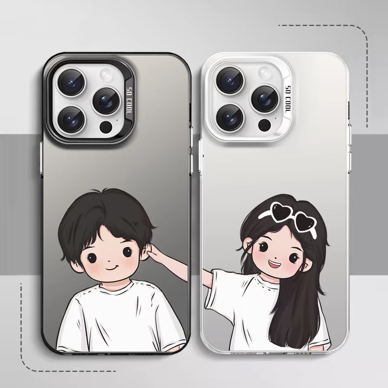 AMKสายนาฬิกาสําหรับiPhone 17 Air 16E 16 15 14 13 12 11 PRO MAX XR XS X 8 7 PLUS SE 2020 ปลอกน่ารักคู่สวยเด็กสาวเคสโทรศัพท์IMD