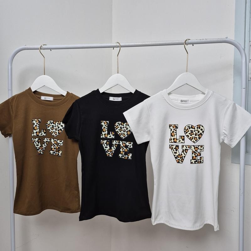 เสื้อยืดเข้ารูป สกรีนลายเสือ โทนมินิมอลสุด พร้อมส่งทุกสี ผ้ายูนิยืดเยอะ สาวอวบใส่ได้ งานตามหา รุ่น กิมจิสกรีนtigerlove