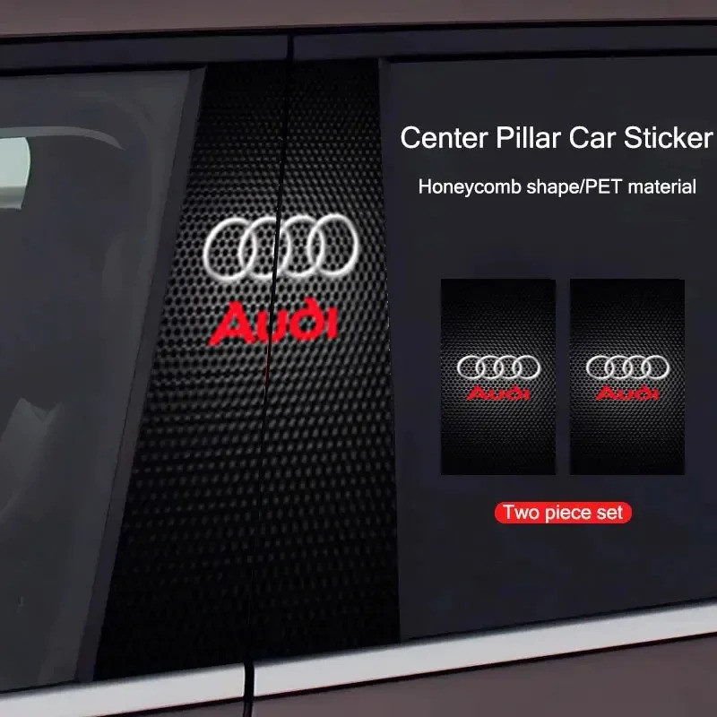 2pcs รถคอลัมน์ศูนย์สติกเกอร์ส่วนบุคคล Creative ตกแต่ง Scratch สวมใส่สติกเกอร์สําหรับ Audi A4 B5 B6 B