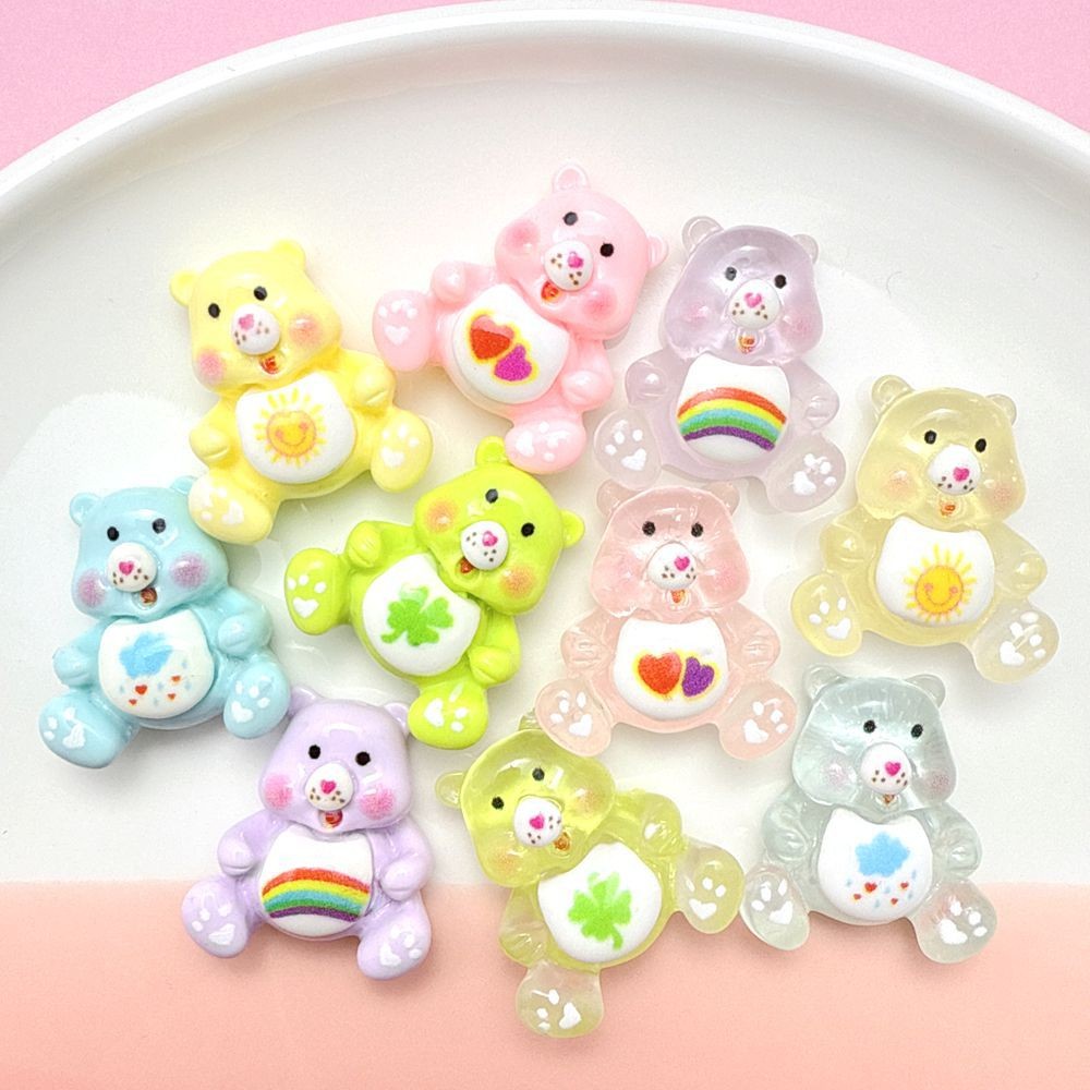10ชิ้นน่ารักสายรุ้งหมีเรซิ่นเสน่ห์สําหรับ ทําเอง (12-494)
