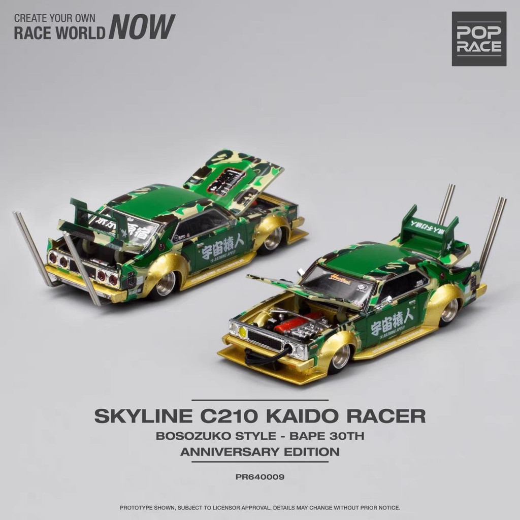 โมเดลรถปรับแต่ง Poprace 1:64 Skyline Mk5 C210 สไตล์ Bakuzoku Space Ape Man