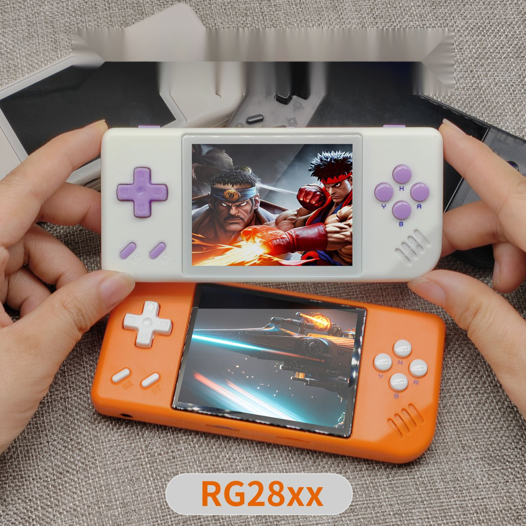 ใหม่ RG28XX คอนโซลเกมมือถือมินิเรโทรแบบพกพาพร้อมจอยสติ๊กสำหรับเด็ก