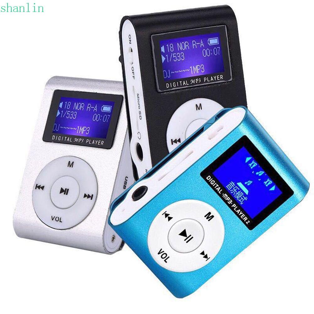 Shanlin เครื่องเล่นเพลง MP3 แบตเตอรี่ลิเธียมแบบพกพาคลิปหน้าจอ LCD วิทยุ FM