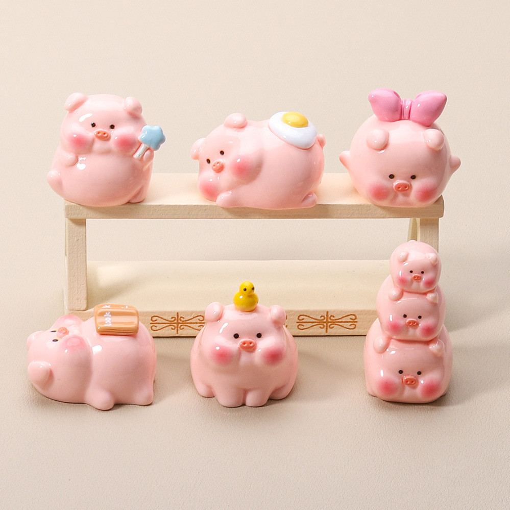 6ชิ้นลูกหมูน่ารักแองเจิลโบว์ไข่เรซิ่นเสน่ห์สําหรับ ทําเอง (11-487)
