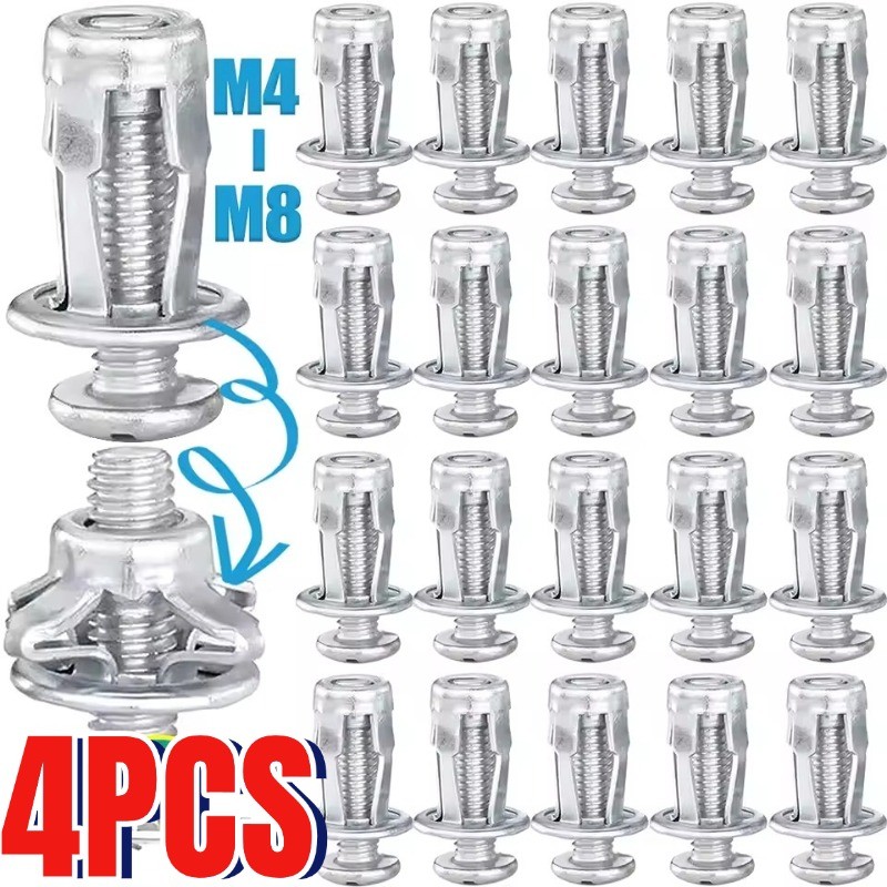 4 ชิ้น M4 M5 M6 M8 กลีบ Rivet ล็อคถั่วสกรูป้ายทะเบียนคงที่สําหรับรถยนต์รถสกรูเหล็กผิวโลหะสกรูแจ็คถั่ว