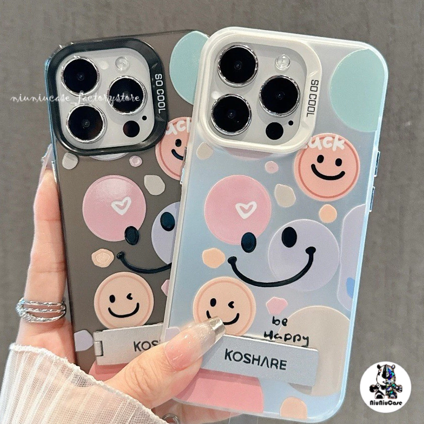 รูปแบบรอยยิ้มน่ารัก สำหรับ IPhone 13 12 7Plus 14 15 11 16 Pro Max 8Plus XR XS Max SE เคสไอโฟน11 เคสไอโฟน13 เคสแข็งคุณภาพ