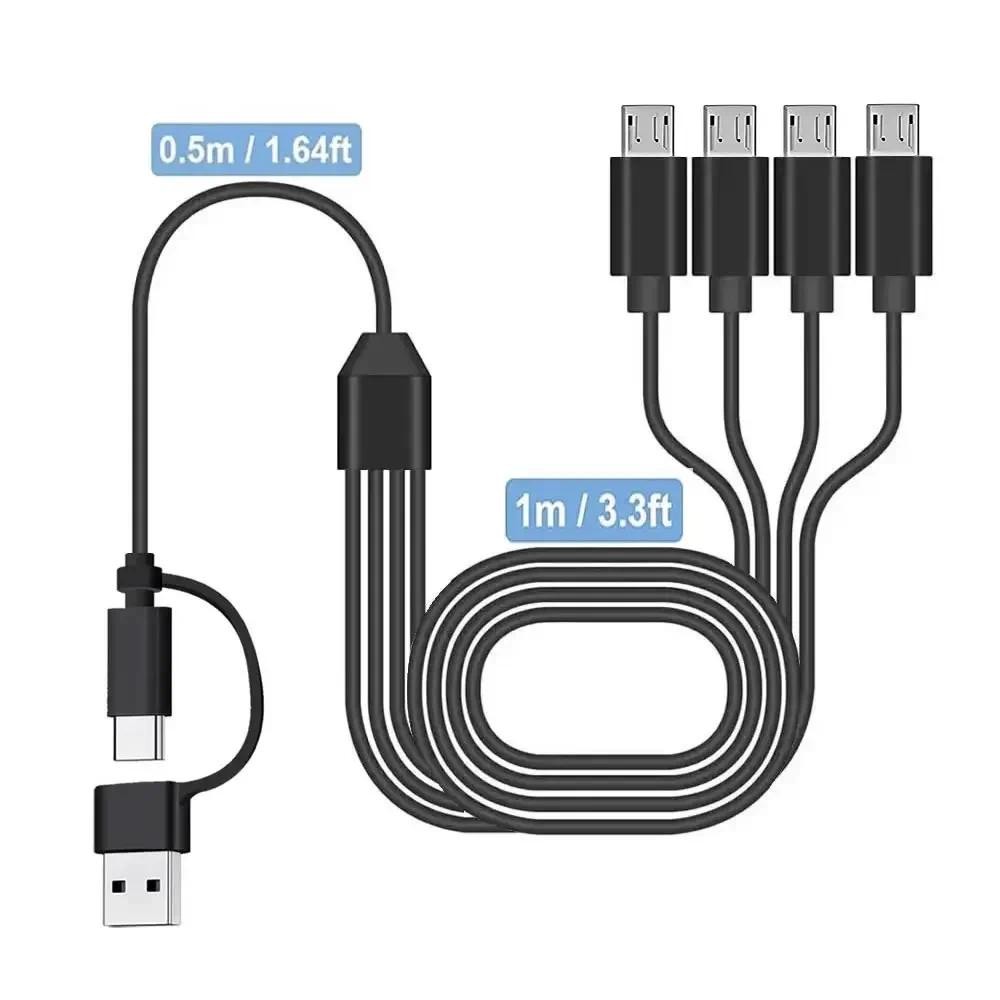 สาย Micro USB 2 ถึง 4, สายชาร์จ Micro USB Splitter หลายตัว, 5V USB A/Type C PD เป็นสาย Micro USB, พร้อมขั้วต่อ 4 อัน