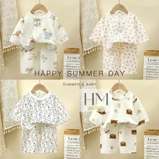ชุดนอนเด็ก 5 ส่วน เสื้อผ้าเด็ก เสื้อ+กางเกง พิมพ์ลายน่ารักๆ อายุ6เดือน-3ปี