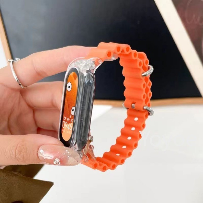 กีฬา Ocean Strap ใช้งานร่วมกับ Xiaomi Mi Band 14 มม. 8 9 NFC Breathable สร้อยข้อมือซิลิโคนสายรัดข้อมือสําหรับ Mi Band 7 6 5 4 3 Correa