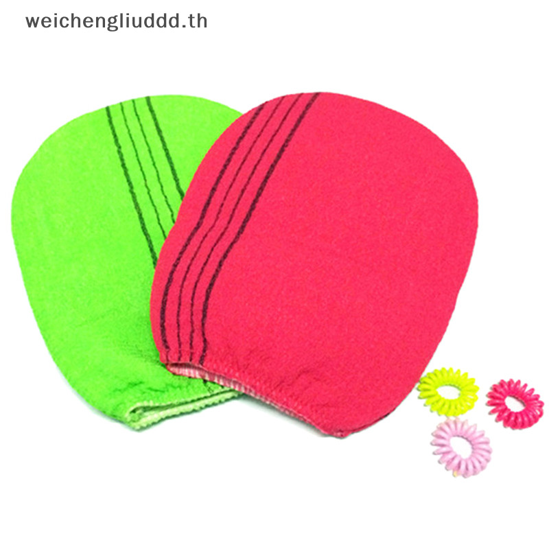 Th ถุงมือผ้าขนหนู ขัดผิว สไตล์เกาหลี อิตาลี สีเขียว สีแดง 2 สี BGH