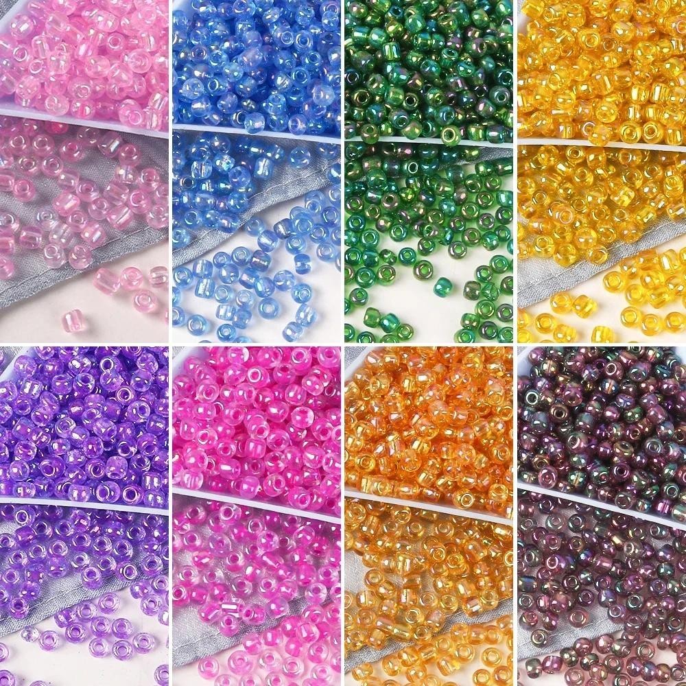 240-1400 PCS AB ภายในย้อมสีแก้ว Seedbeads เช็กรอบ Spacer ลูกปัดสําหรับ DIY เครื่องประดับสร้อยข้อมือทําอุปกรณ์เสริม