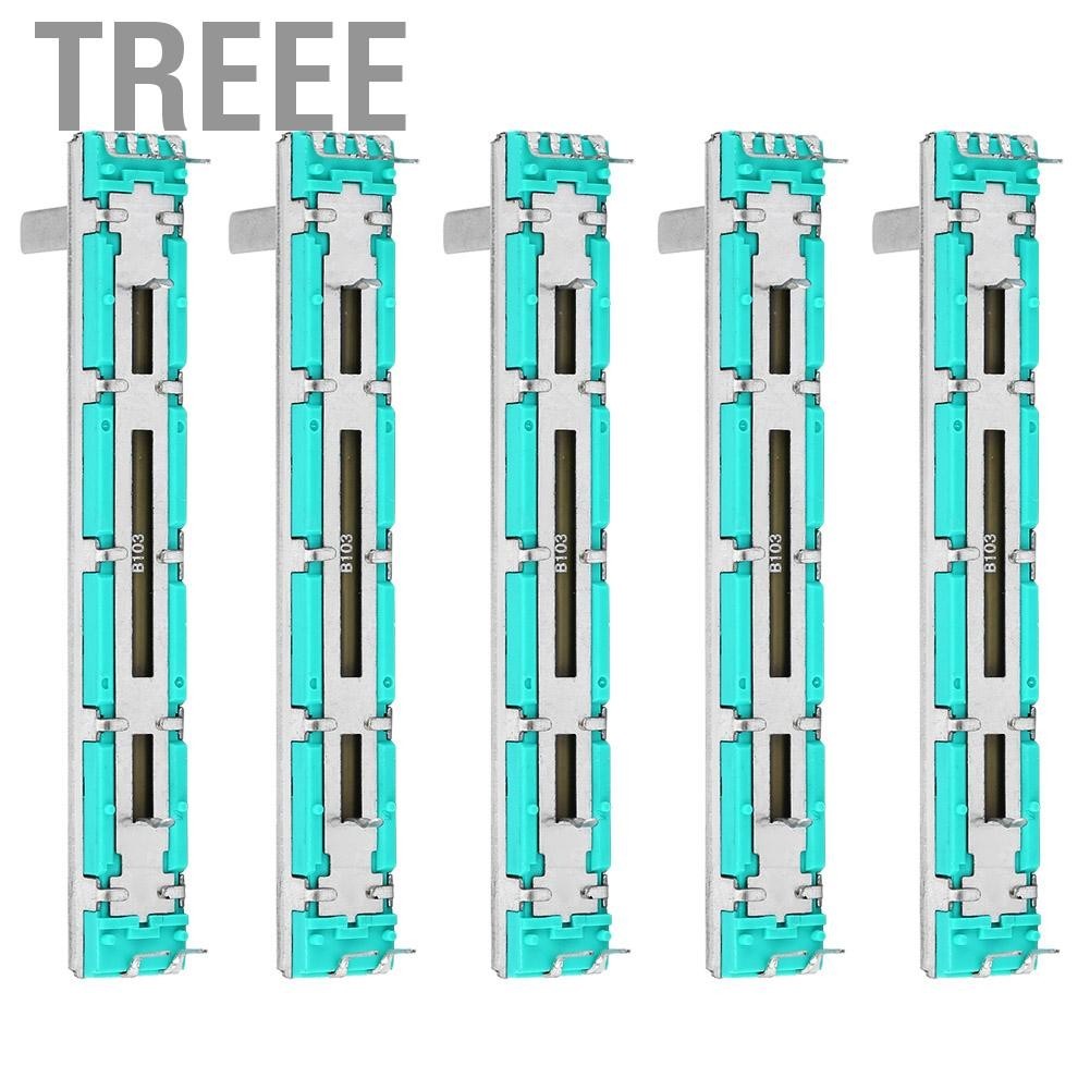 [Ready Stock] Treee 5 ชิ้นโพเทนชิโอมิเตอร์แบบสไลด์ B10K 2-Channel Straight Mixer Fader Multi-Purpose
