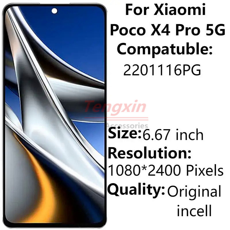 ทดสอบ 100% สําหรับ Xiaomi Poco X4 Pro 5G 2201116Pg จอแสดงผล LCD พร้อมกรอบ Origial Poco X4 Pro LCD To