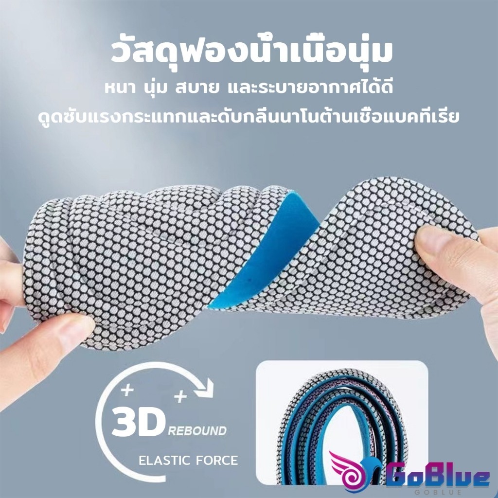 GoBlue แผ่นรองเท้าเพื่อสุขภาพ ใส่สบาย ป้องกันการปวดเท้า ขนาด 35-46 insoles