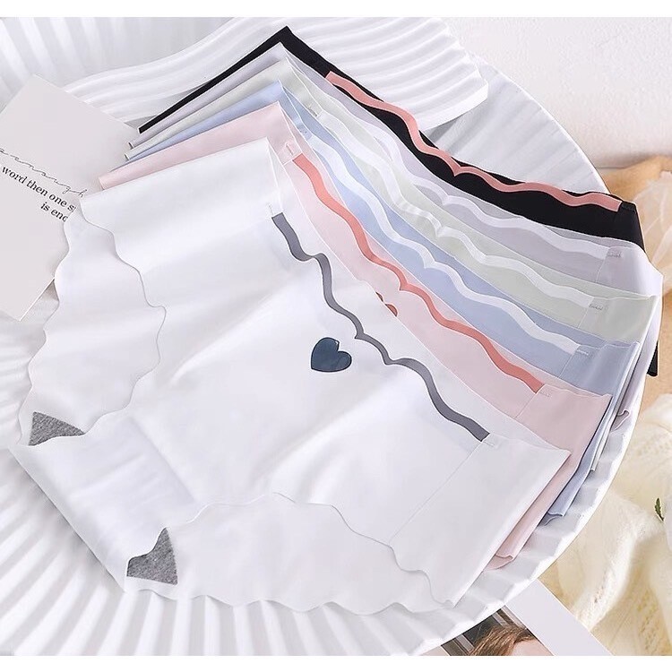 Alvaพร้อมส่ง กางเกงในไร้ขอบ กางเกงชั้นใน ผ้าเรยอน เซ็กซี่ รูปหัวใจ ป้องกันแบคทีเรีย มี 7 สี #8N70