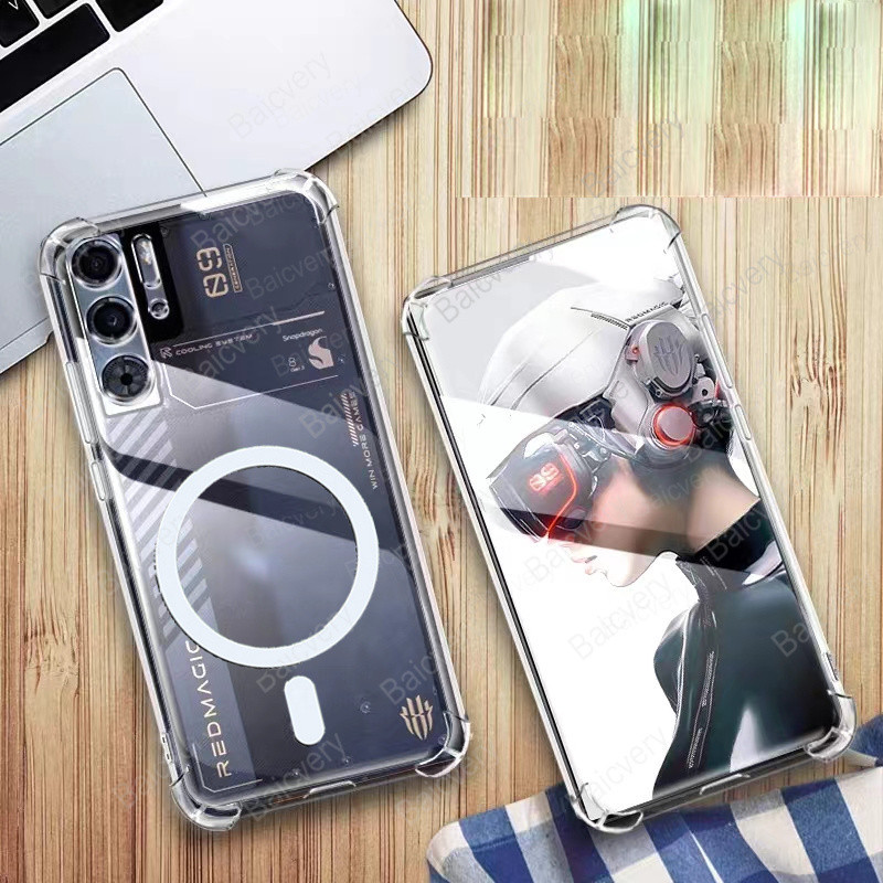 เคสซิลิโคนใสหรูหรากันกระแทกสําหรับ ZTE Nubia Red Magic 9S Pro Plus 9 Pro Casing พร้อมการชาร์จแม่เหล็กไร้สาย