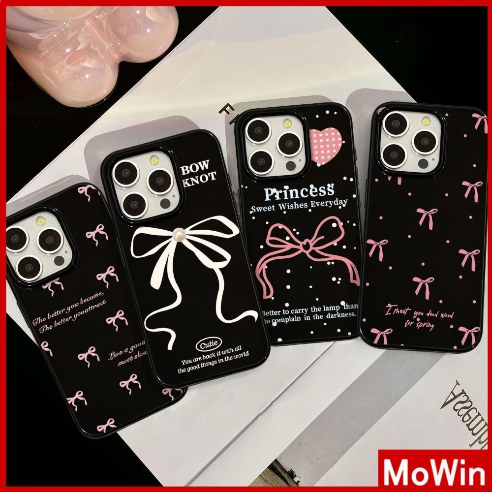 Mowin - สำหรับ iPhone 15 Pro Max เคส ไอโฟน สีดำมัน TPU ซอฟท์เคส กันกระแทกกล้องป้องกัน โบว์ใหญ่สีสันสดใส เข้ากันได้กับ iPhone 14 13 12 Pro Max 11 XR XS Max 7 8 Plus