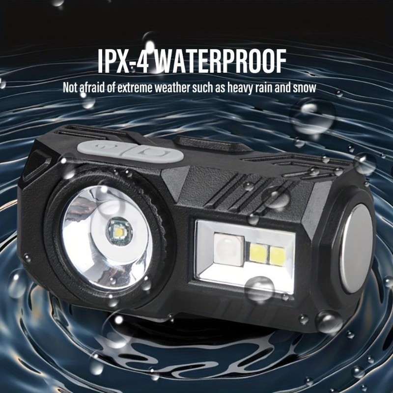 มินิ นํา ไฟหน้า การเคลื่อนไหว เซ็นเซอร์ โคมไฟกลางแจ้ง ยูเอสบี ชาร์จไฟหน้าด้วยแม่เหล็กเตือนโคมไฟกันน้ําหมวกคลิปไฟ9โหมดแสงหัวไฟฉายสูท - รูปที่ 3