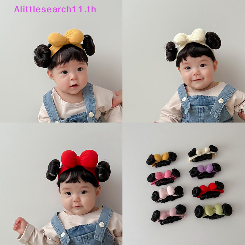 Alittlesearch11 แฟชั ่ นน ่ ารักเด ็ กทารกวิกผมเด ็ กสาวโบว ์ วิกผม Hairband ทารกแรกเกิดเด ็ กวัยหัดเดินวิกผมหมวก Hairpiece คอสเพลย ์ Headwear TH
