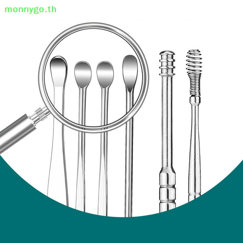 Monnygo 6 ชิ ้ น/Set Ear Wax Removal Care Tool Earpick Ear Cleaner ช ้ อน Ear Care เครื ่ องมือทําความสะอาด TH