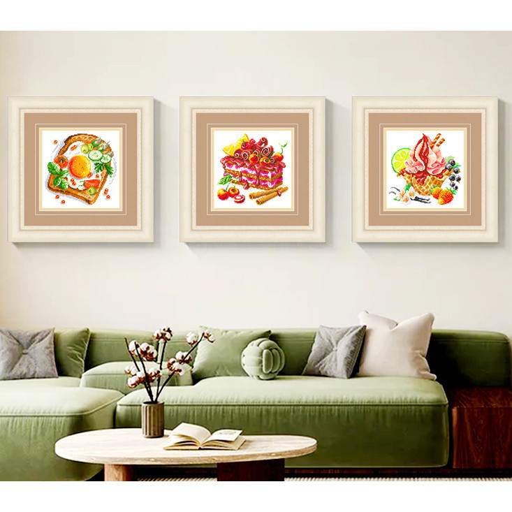 ร ้ านอาหาร gourmet เค ้ กขนมปังปิ ้ งไอศกรีม 11ct manchu เย ็ บปักถักร ้ อยโมเดิร ์ น cross stitch งานศิลปะตกแต ่ งผนัง 30x30 ซม .