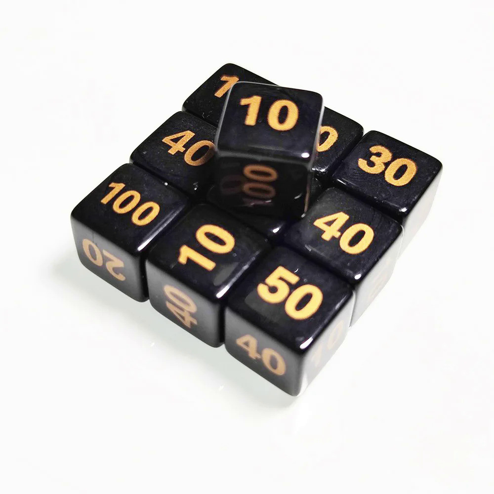 5 PCS Card Surrounding Boutique Board Game Dice 6 Side Dice Set Standard Black Game Dice