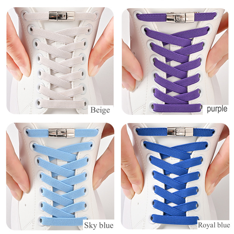 23 สีไม ่ มี Tie ShoeLaces กดล ็ อครองเท ้ า laces ไม ่ มี Ties ยืดหยุ ่ น ShoeLaces รองเท ้ าผ ้ าใบเด ็ กผู ้ ใหญ ่ กว ้ างขึ ้ นแบนเชือกผูกรองเท ้ าสําหรับรองเท ้ า 8 มม.กว ้ าง