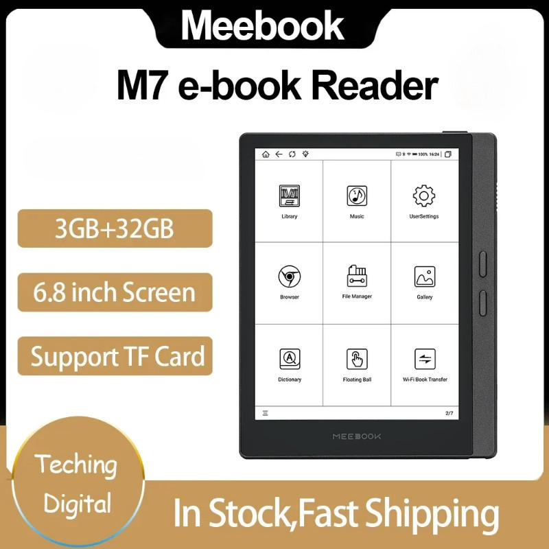 Meebook M7 E-Book reader 6.8 นิ ้ ว E-reader 300PPI HD E-ink Screen Android 11 เปิดระบบ 32GRAM และปุ