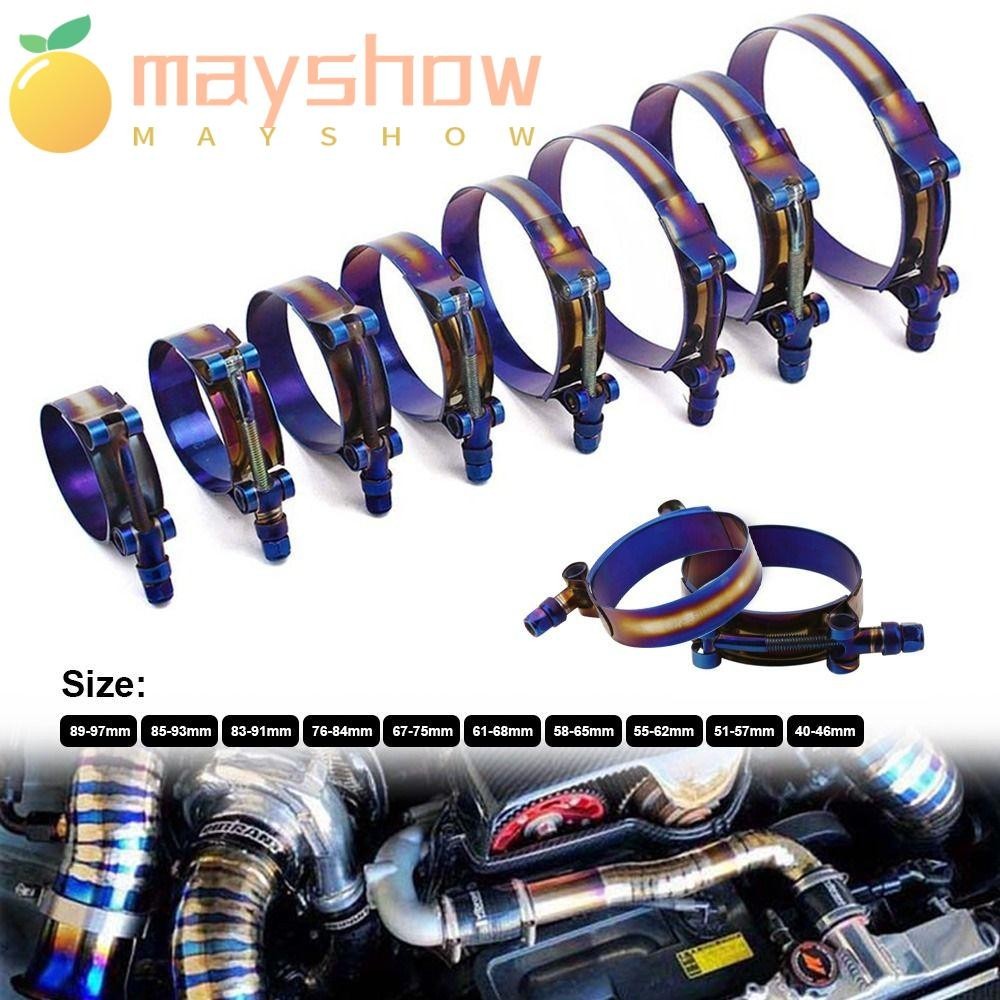 Mayshow Pipe Fix Clip, 45 มม . ถึง 98 มม . 1.75 ✺ ถึง 3.5 ✺ Titanium Blue Hose Clamp, Universal Stainless Steel Adjustable T-Bolt Pipe